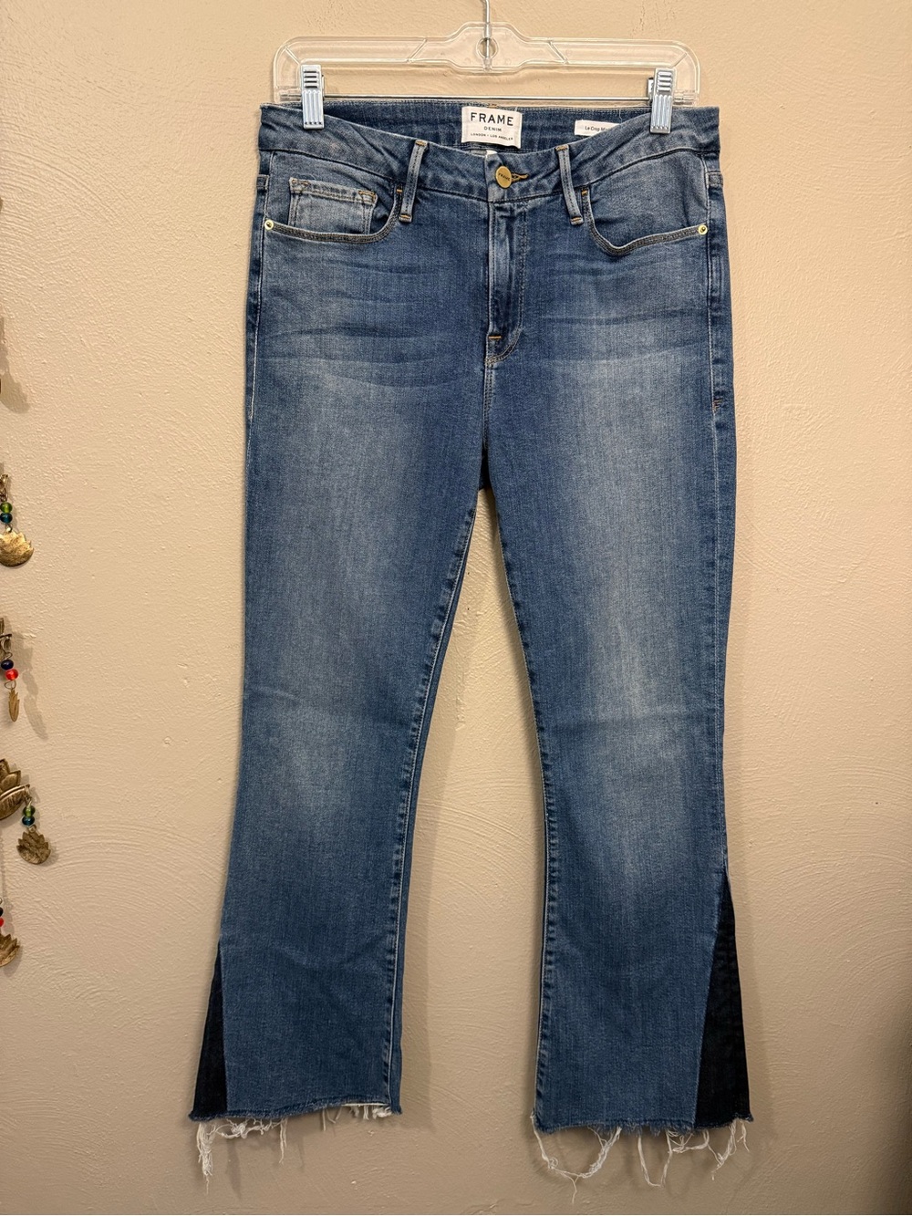 Frame Denim Austin Le Crop Mini Boot Flare Fringe Jeans Women’s size 29